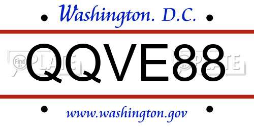 QQVE88 District Of Columbia License Plate