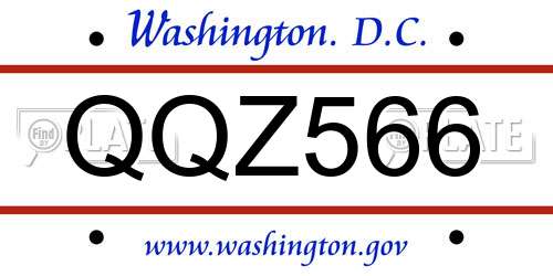 QQZ566 District Of Columbia License Plate