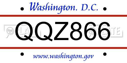 QQZ866 District Of Columbia License Plate