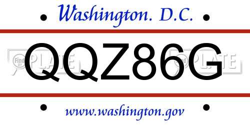 QQZ86G District Of Columbia License Plate