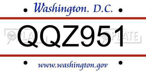 QQZ951 District Of Columbia License Plate