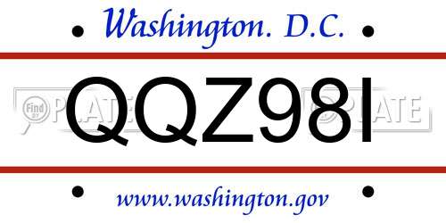 QQZ98I District Of Columbia License Plate