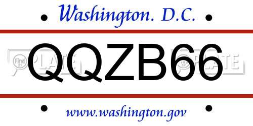 QQZB66 District Of Columbia License Plate