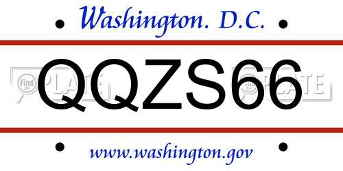 QQZS66 District Of Columbia License Plate