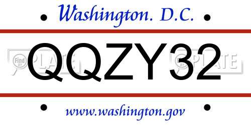QQZY32 District Of Columbia License Plate