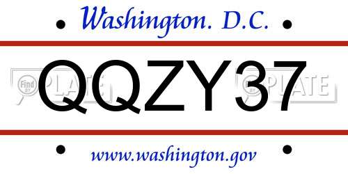 QQZY37 District Of Columbia License Plate