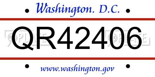 QR42406 District Of Columbia License Plate