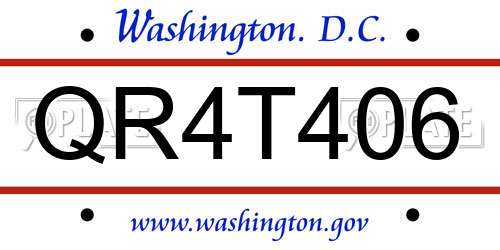 QR4T406 District Of Columbia License Plate