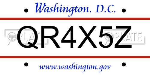 QR4X5Z District Of Columbia License Plate