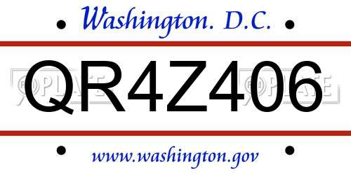 QR4Z406 District Of Columbia License Plate