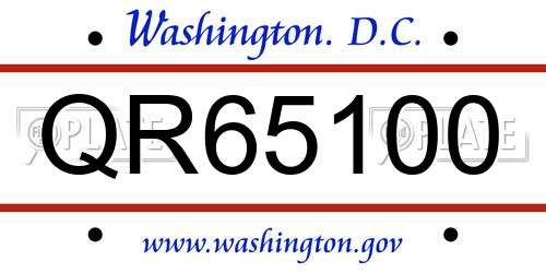 QR65100 District Of Columbia License Plate