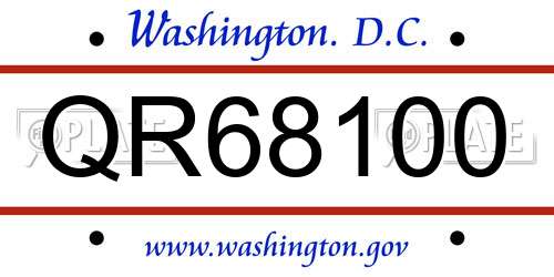 QR68100 District Of Columbia License Plate