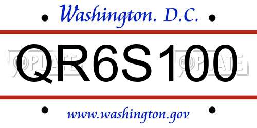 QR6S100 District Of Columbia License Plate