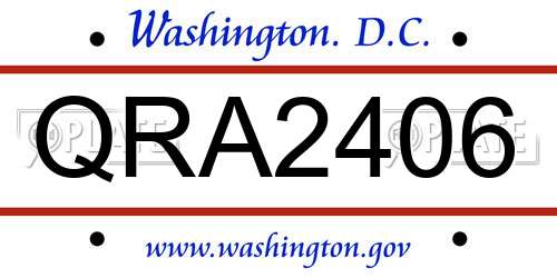 QRA2406 District Of Columbia License Plate