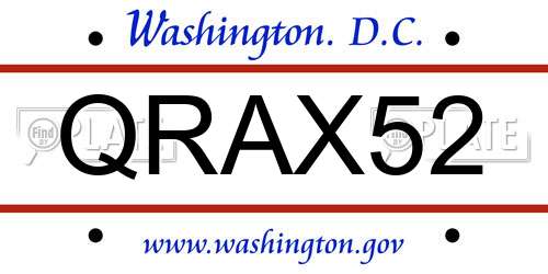 QRAX52 District Of Columbia License Plate