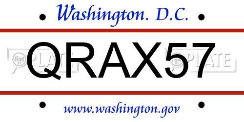 QRAX57 District Of Columbia License Plate