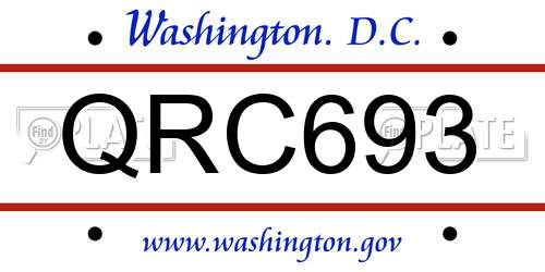 QRC693 District Of Columbia License Plate