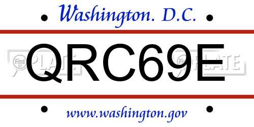 QRC69E District Of Columbia License Plate