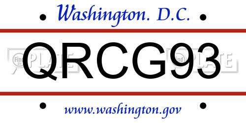 QRCG93 District Of Columbia License Plate