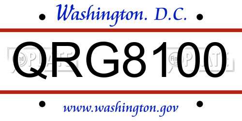 QRG8100 District Of Columbia License Plate