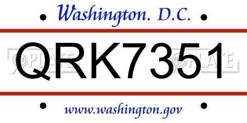 QRK7351 District Of Columbia License Plate