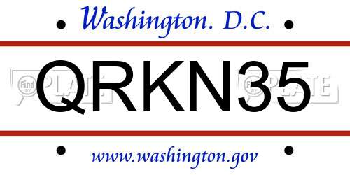 QRKN35 District Of Columbia License Plate