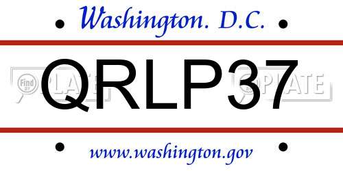 QRLP37 District Of Columbia License Plate