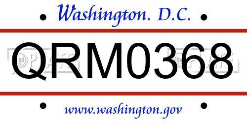 QRM0368 District Of Columbia License Plate