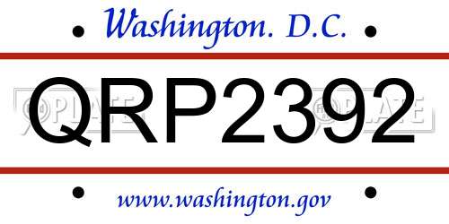 QRP2392 District Of Columbia License Plate