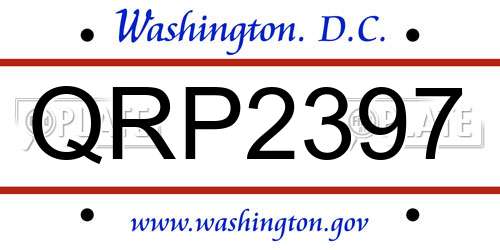 QRP2397 District Of Columbia License Plate