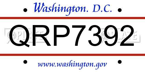 QRP7392 District Of Columbia License Plate