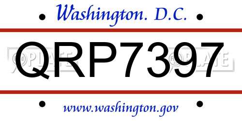 QRP7397 District Of Columbia License Plate