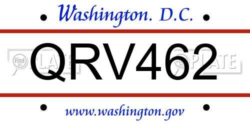 QRV462 District Of Columbia License Plate