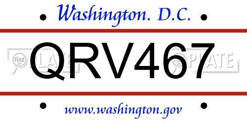 QRV467 District Of Columbia License Plate