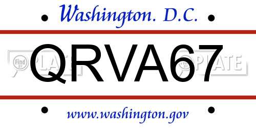 QRVA67 District Of Columbia License Plate