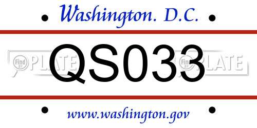 QS033 District Of Columbia License Plate