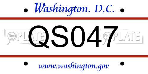 QS047 District Of Columbia License Plate
