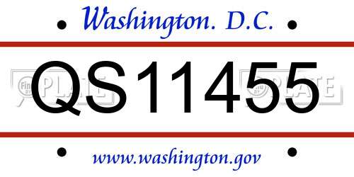QS11455 District Of Columbia License Plate