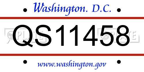 QS11458 District Of Columbia License Plate