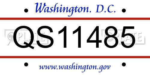 QS11485 District Of Columbia License Plate