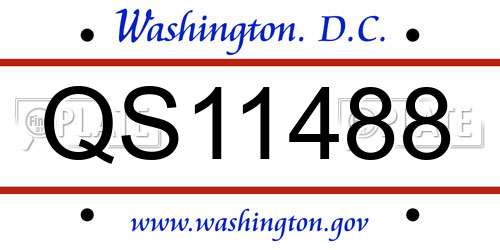 QS11488 District Of Columbia License Plate