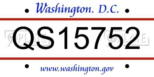 QS15752 District Of Columbia License Plate