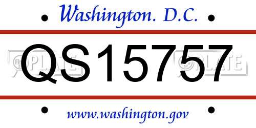QS15757 District Of Columbia License Plate