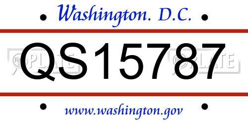 QS15787 District Of Columbia License Plate