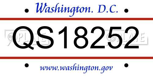 QS18252 District Of Columbia License Plate