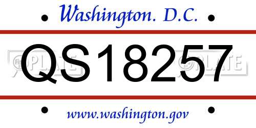 QS18257 District Of Columbia License Plate