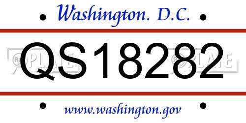 QS18282 District Of Columbia License Plate