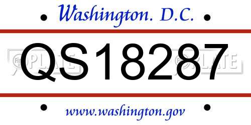 QS18287 District Of Columbia License Plate