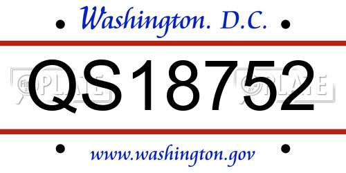 QS18752 District Of Columbia License Plate