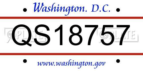 QS18757 District Of Columbia License Plate